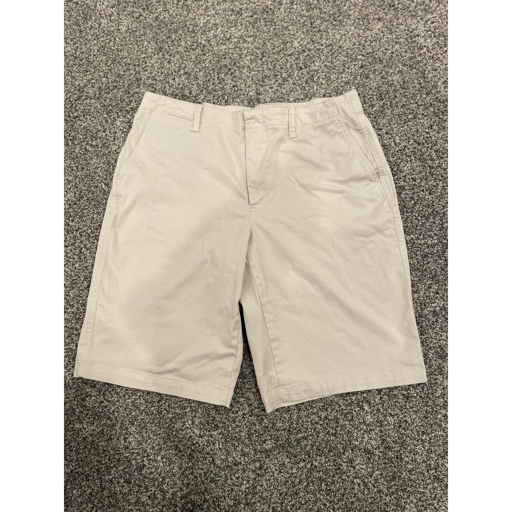 Lands End Bermuda Shorts Womens 14 Tan Chino Khaki Cotton Casual 12" Inseam
